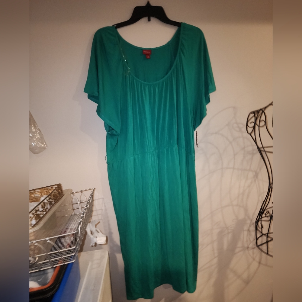 Target Merona Green Flutter Sleeve Midi Dress Plus Size 3X NWT